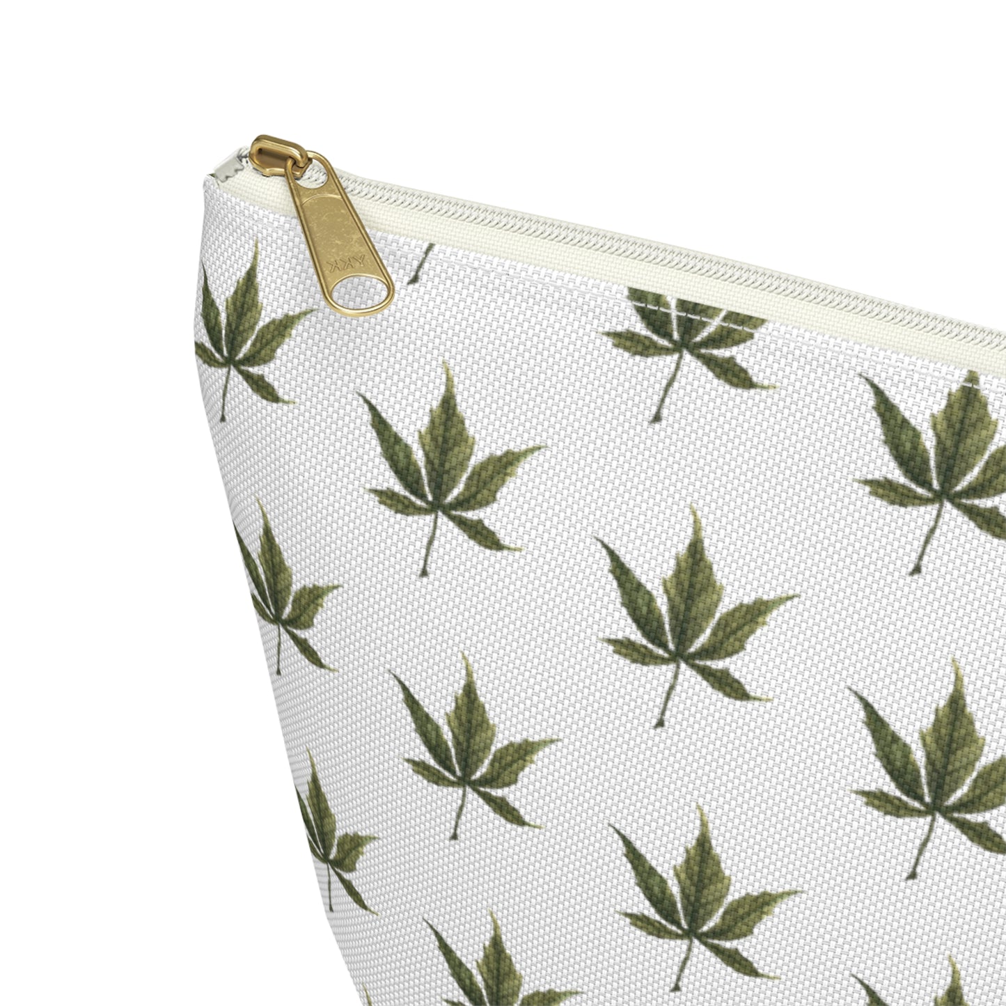 Roomy Accessory Pouch - Mini Cannabis Leaf Print on White