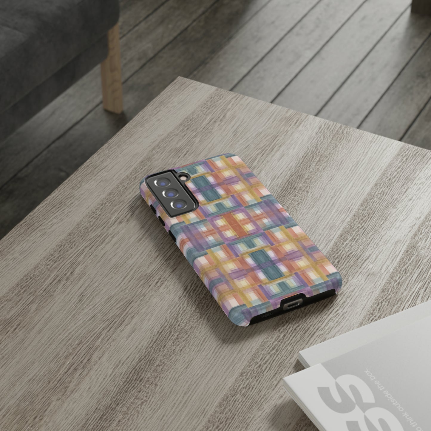 Tough Cell Phone Cases - Painterly Plaid, Warm Colors