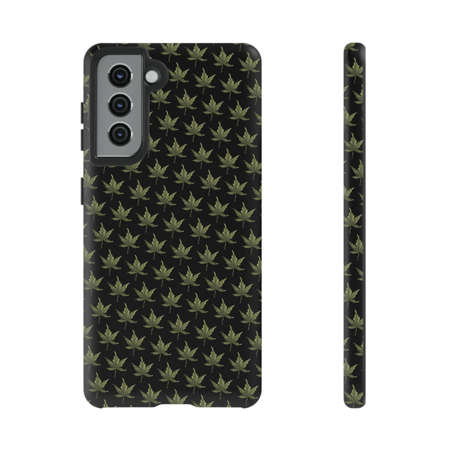 Tough Cell Phone Cases - Mini Cannabis Leaf on Black