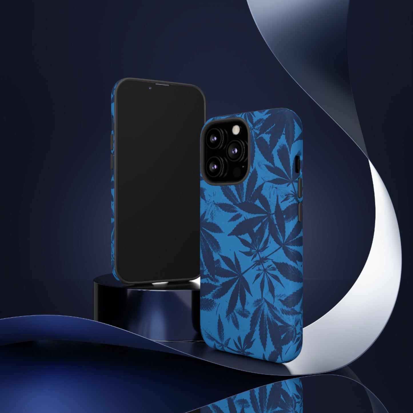 Tough Cell Phone Cases - Cyanotype on Bright Blue Print