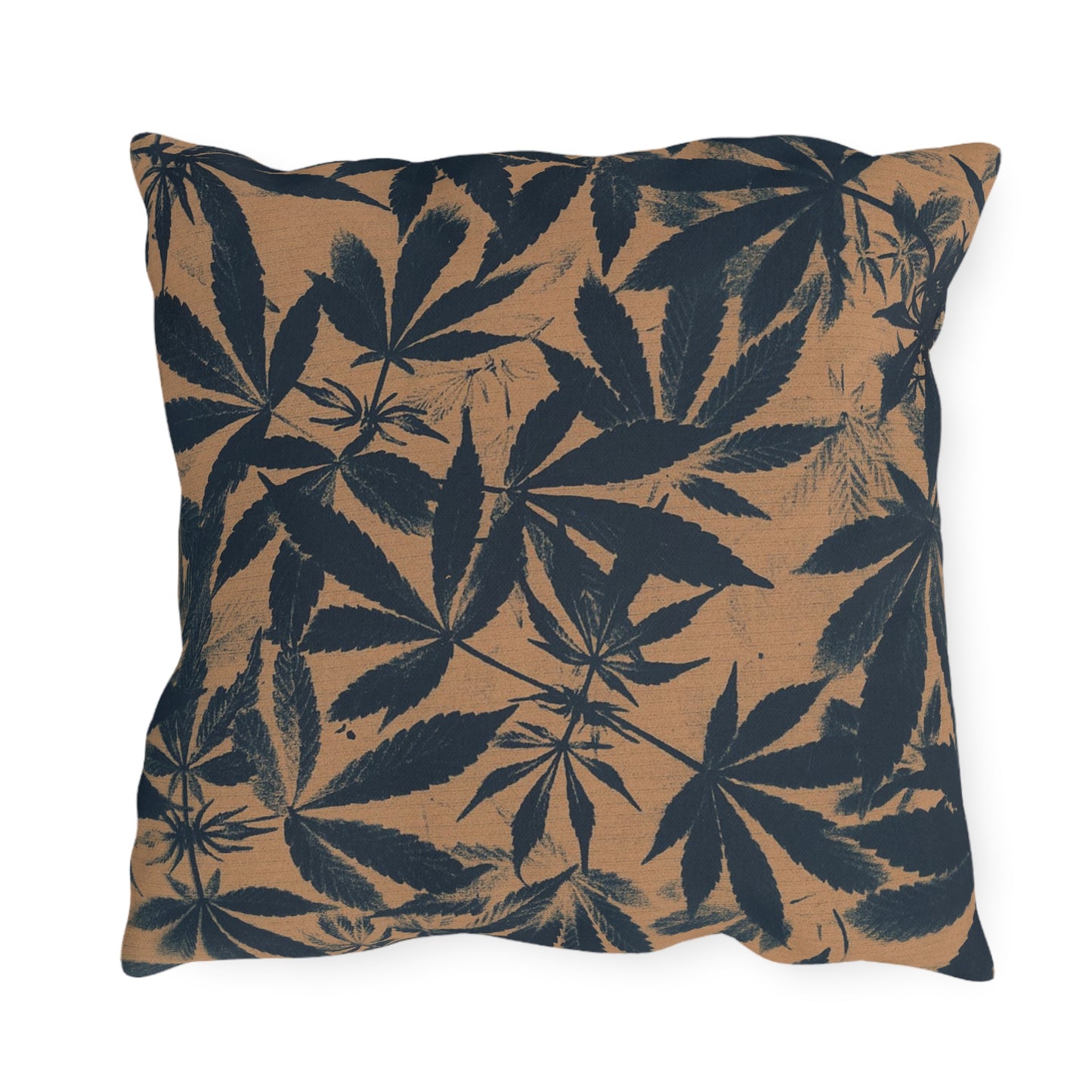 Outdoor Decorative Pillows - UV/H2O/Mildew Resistant - Cannabis Field Cyanotype on Amber Print