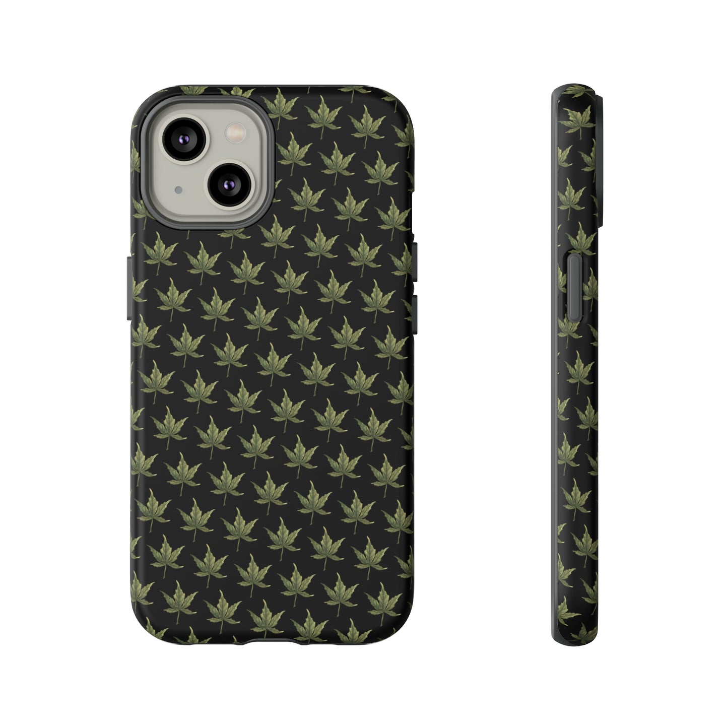 Tough Cell Phone Cases - Mini Cannabis Leaf on Black