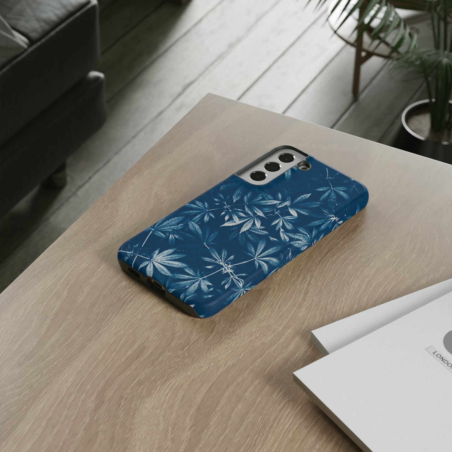 Tough Cell Phone Cases - Cannabis Field Cyanotype Print