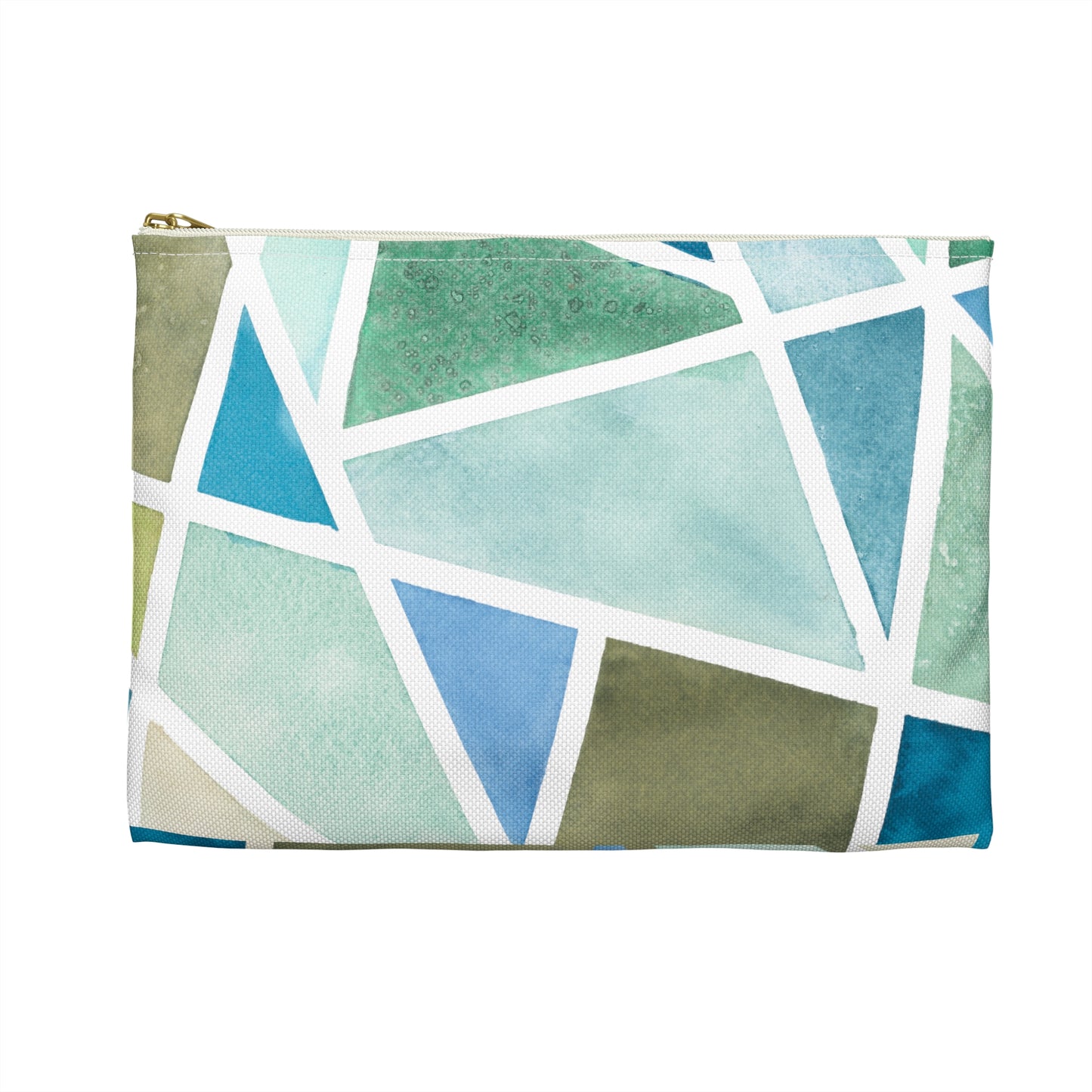 Flat Accessory Pouch - Geo Blues & Greens