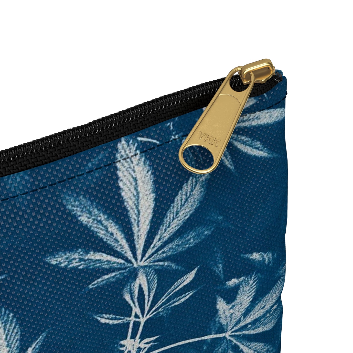 Flat Accessory Pouch - Cannabis Cyanotype Field on Grey