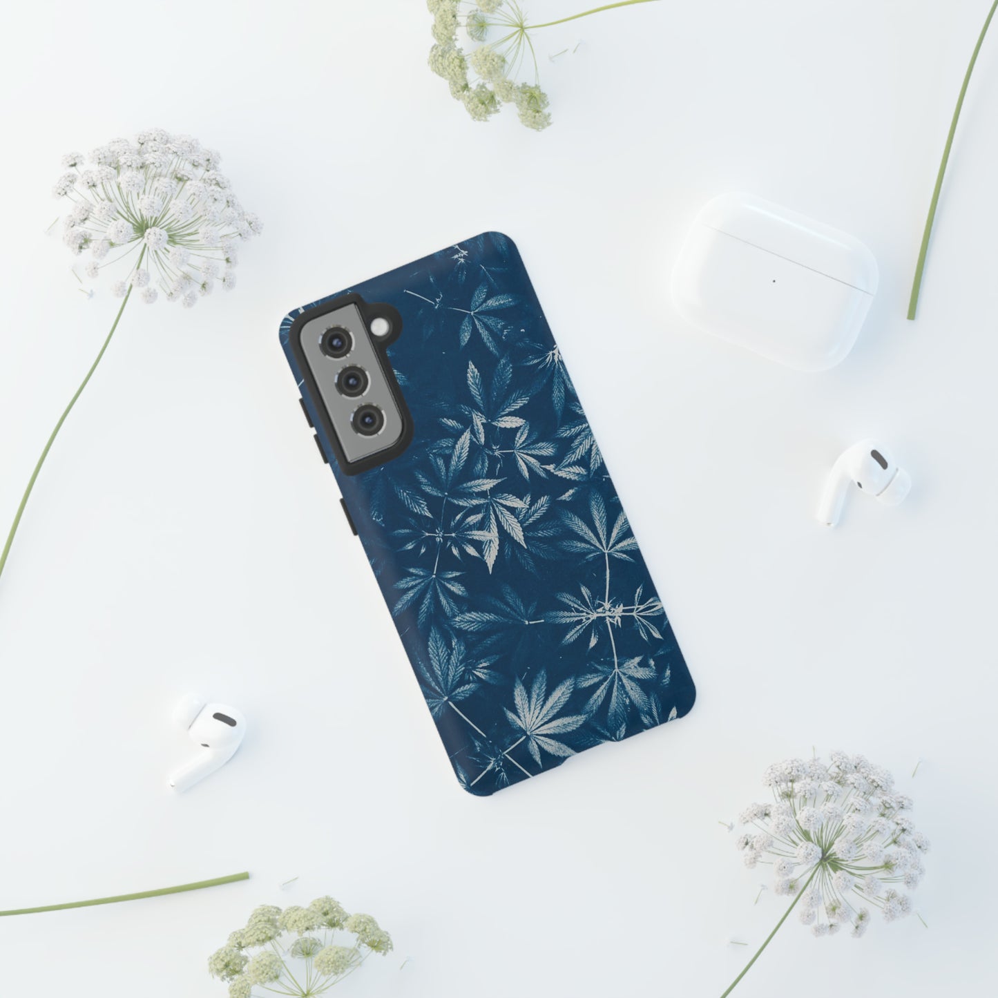 Tough Cell Phone Cases - Cannabis Field Cyanotype Print