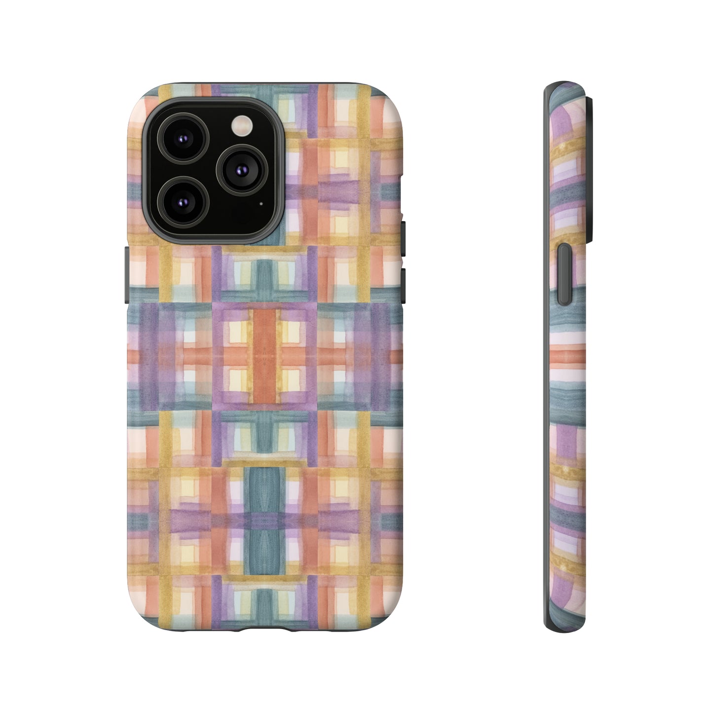 Tough Cell Phone Cases - Painterly Plaid, Warm Colors