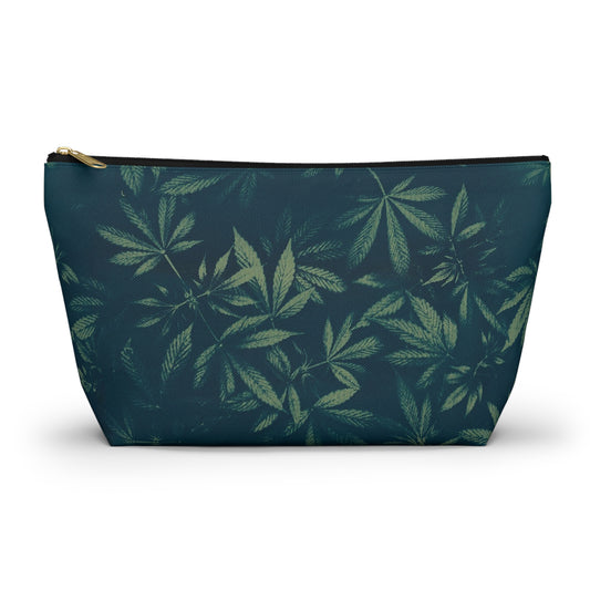 Roomy Accessory Pouch - Cyanotype on Green