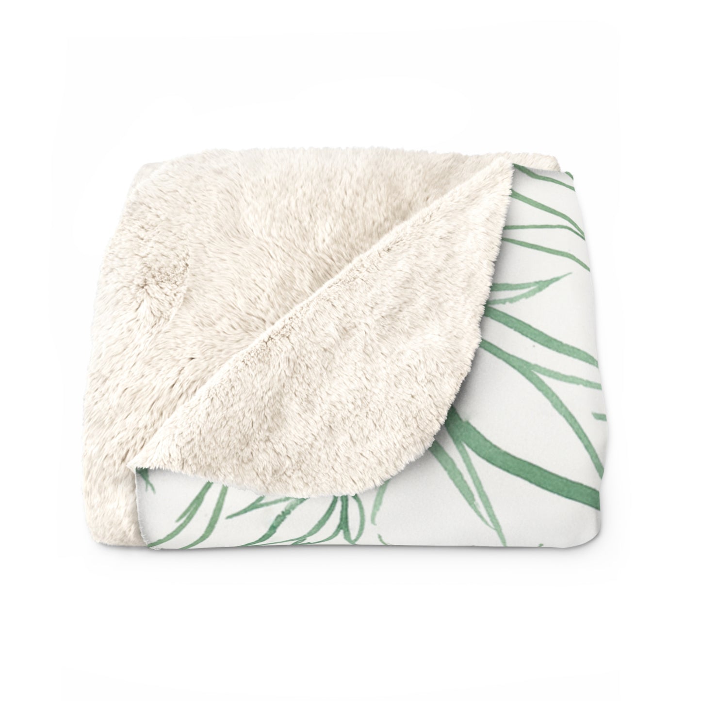 Sherpa Fleece Blanket - Sketches in Green