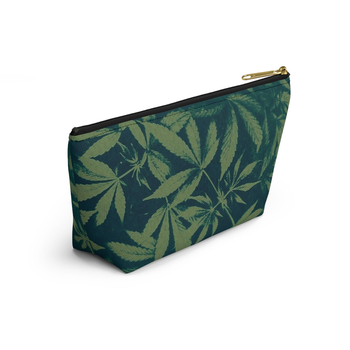 Roomy Accessory Pouch - Cyanotype on Olive Print