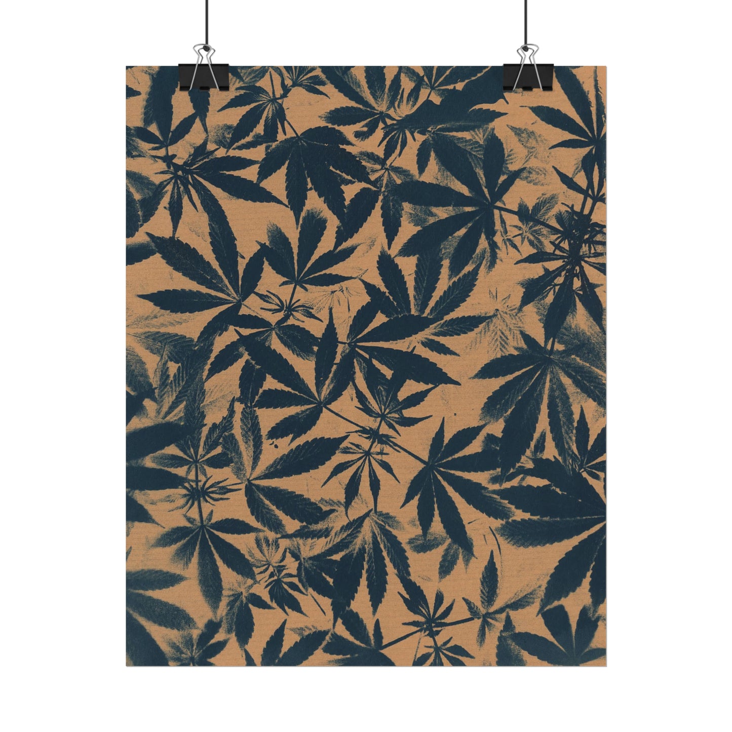 Fine Art Reproductions - Archival, Textured Watercolor Matte Prints - Cannabis Cyanotype on Amber Print