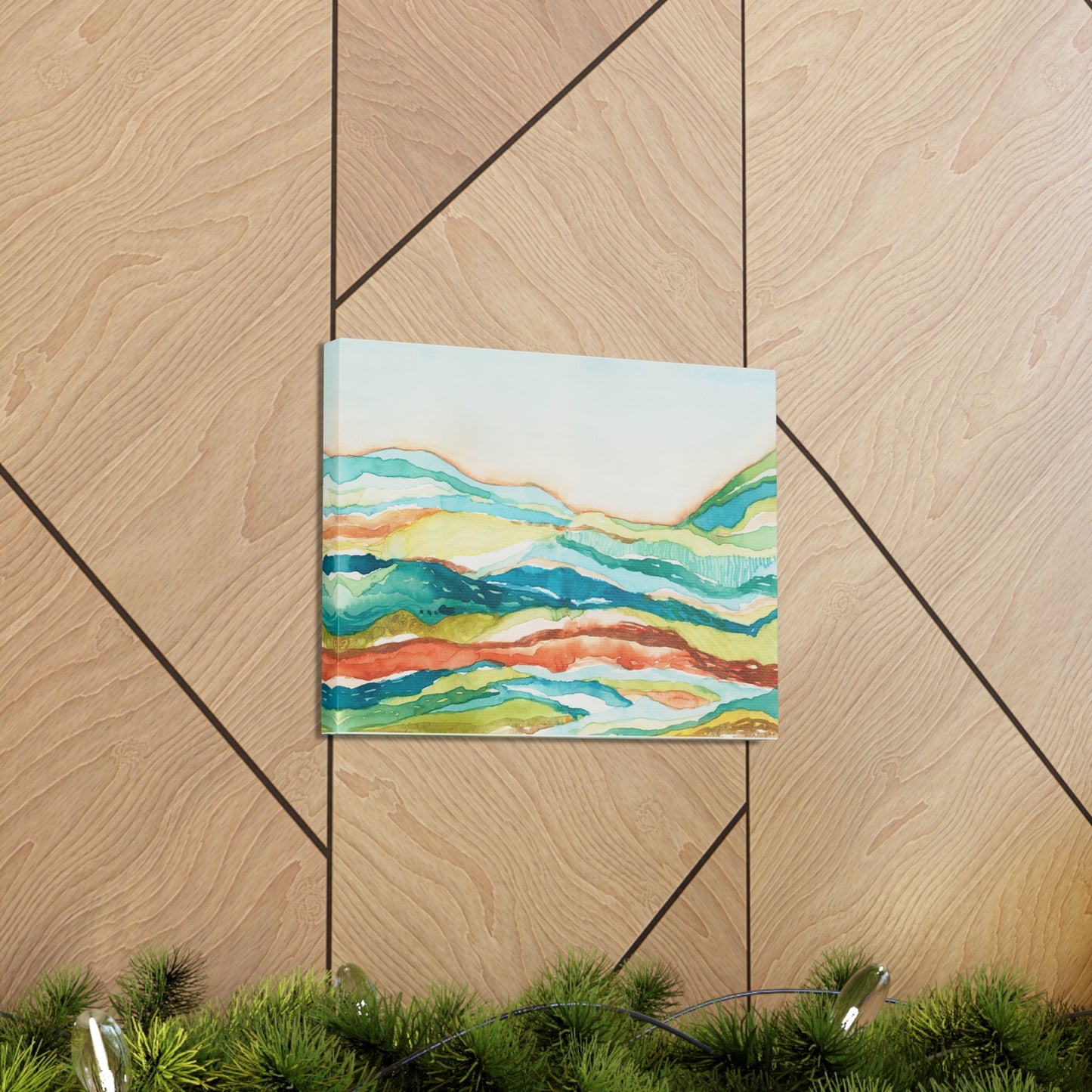 Canvas Gallery Wrap Prints - Abstract Watercolor Mountain Landscape