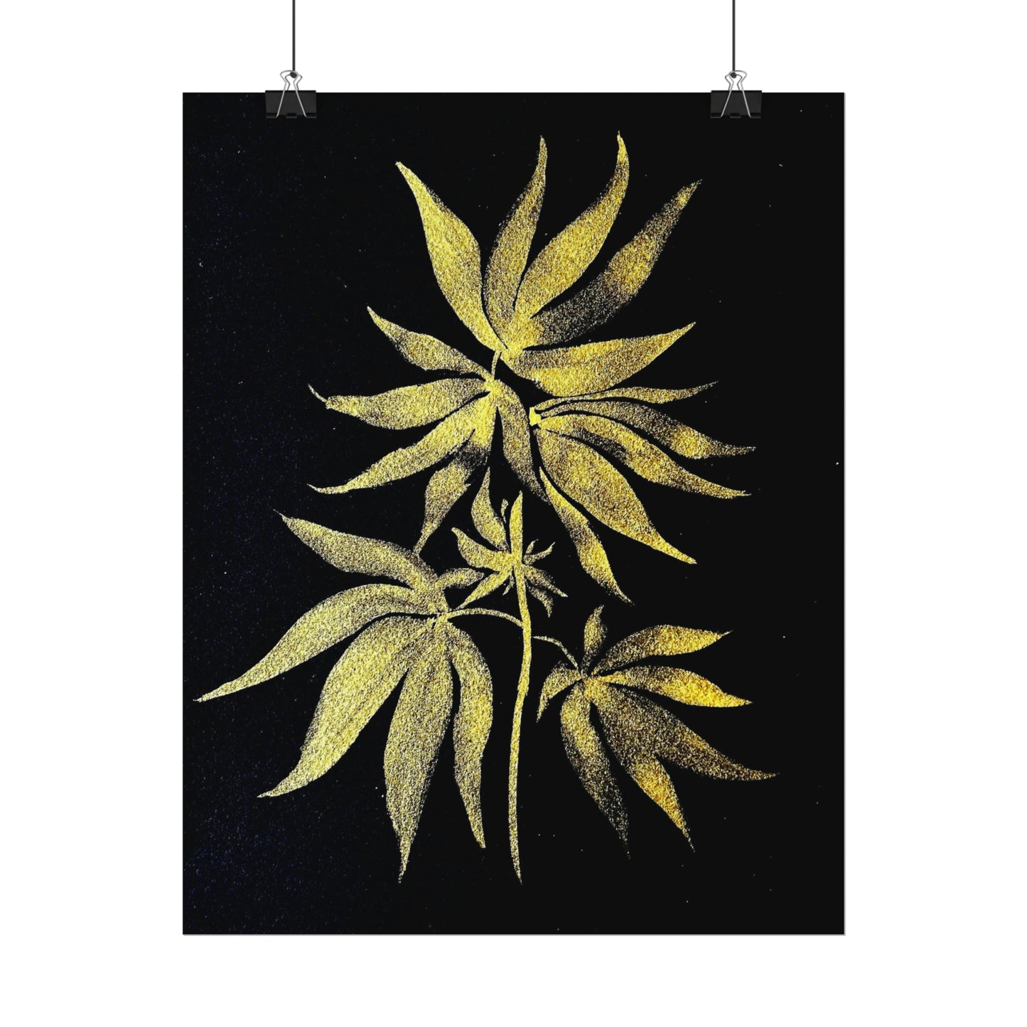 Fine Art Reproductions - Archival, Textured Watercolor Matte Prints - Gold Cannabis Plant