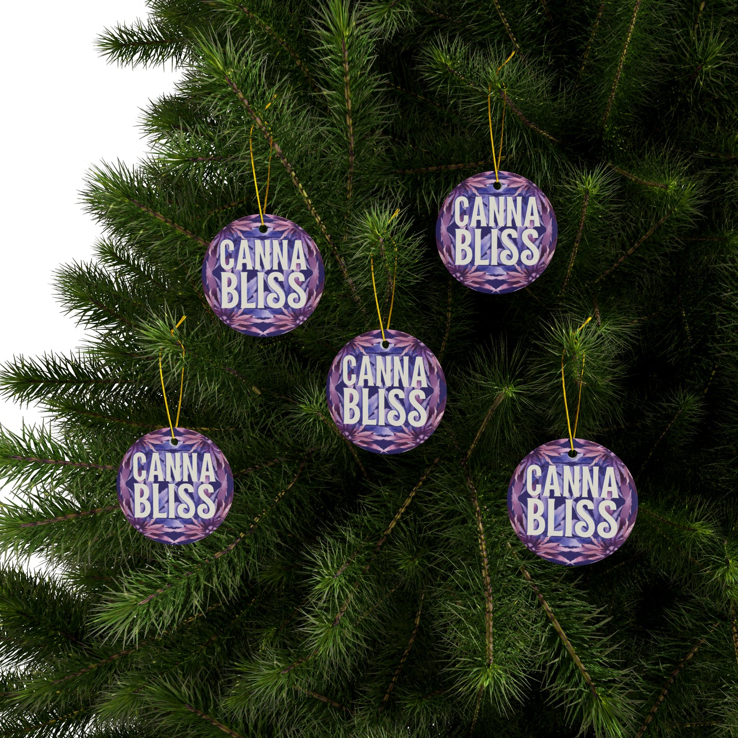 Ceramic Holiday Ornaments - Cannabliss Purple