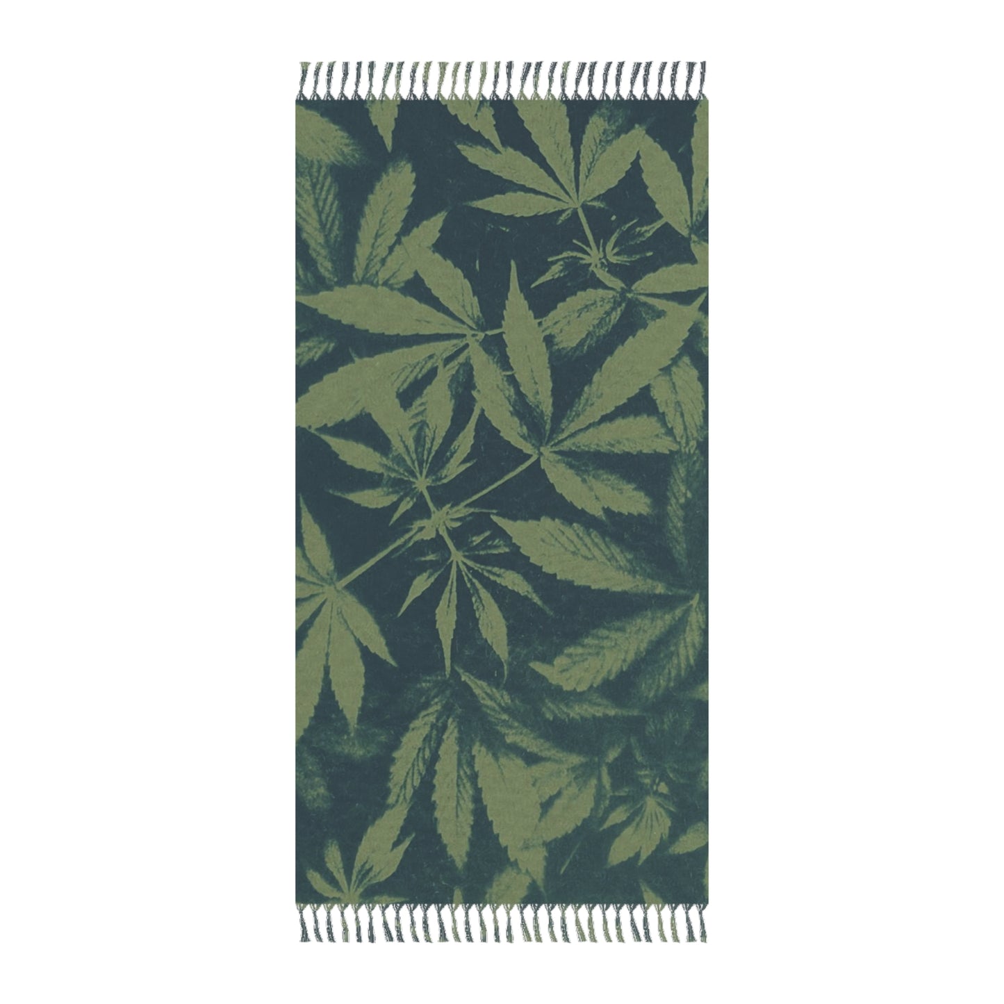 Boho Beach Cloth - Cyantype on Green Print