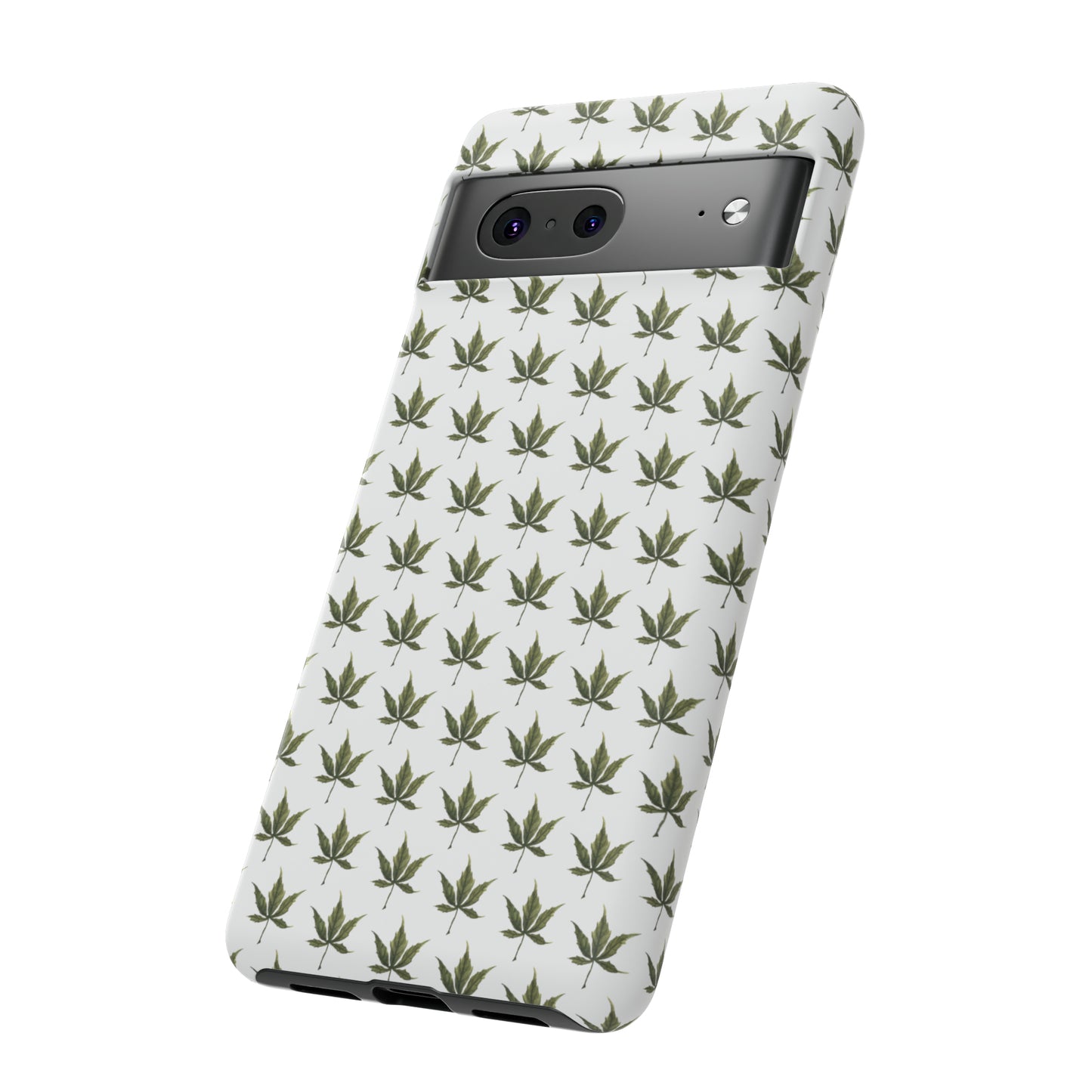 Tough Cell Phone Cases - Mini Cannabis Leaf on White