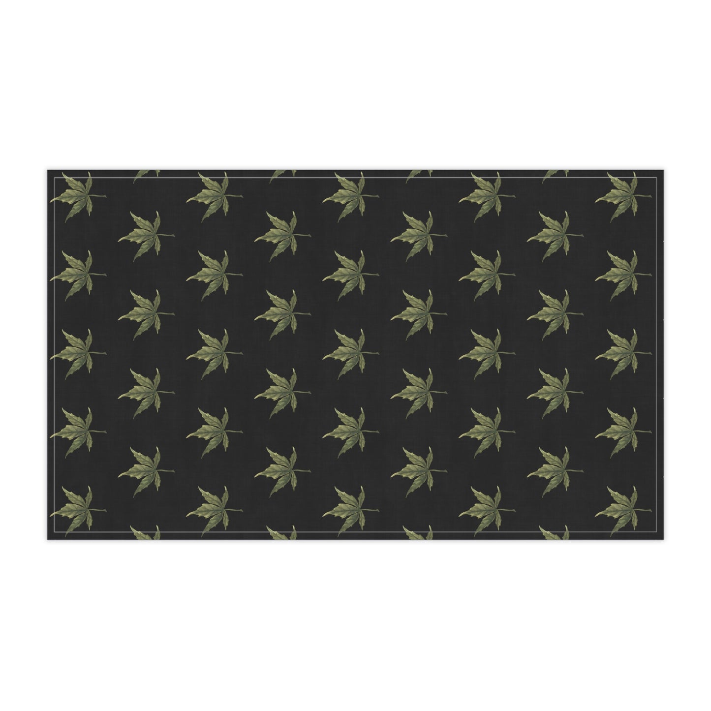 100% Cotton Twill Kitchen Towel - Mini Cannabis Leaf Print on Black