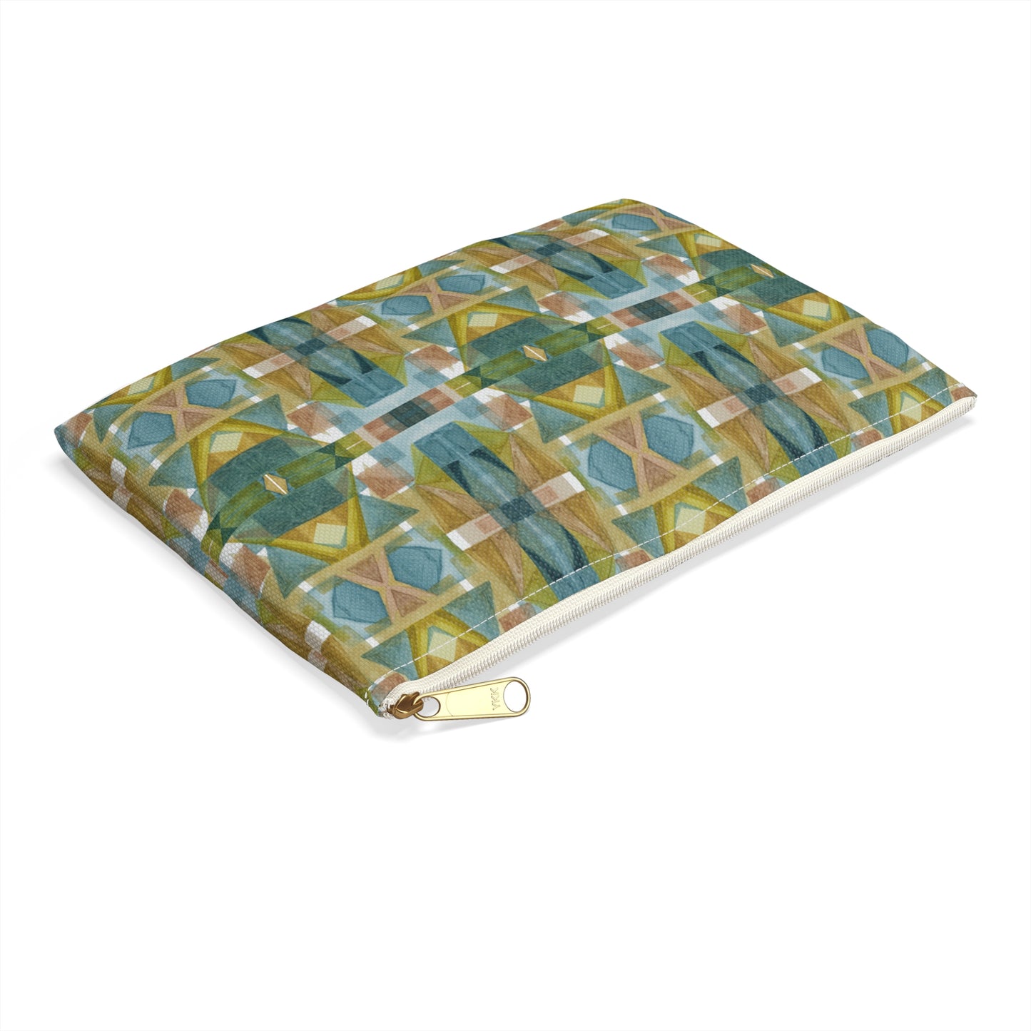 Flat Accessory Pouch - Painterly Plaid, Cool Colors