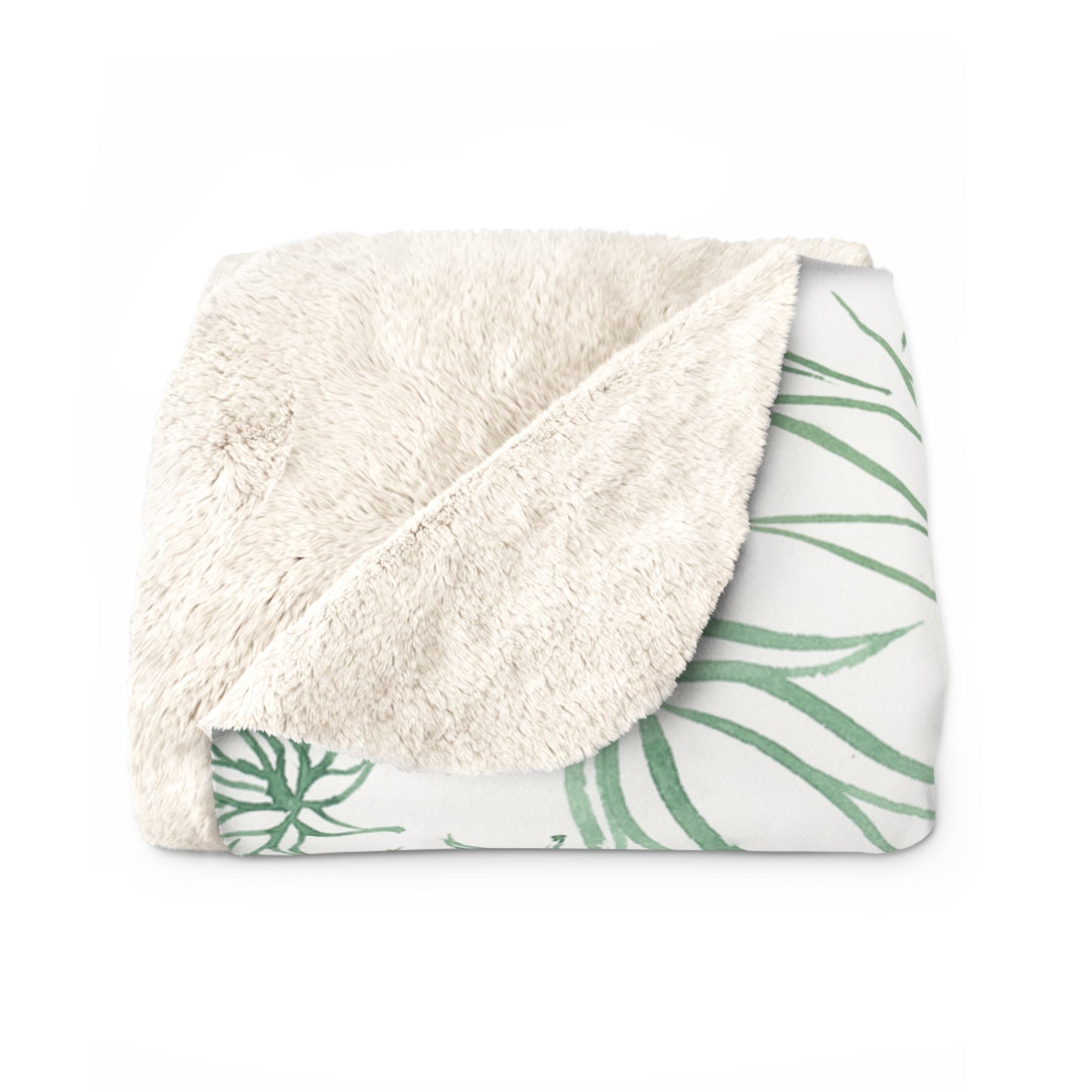 Sherpa Fleece Blanket - Sketches in Green