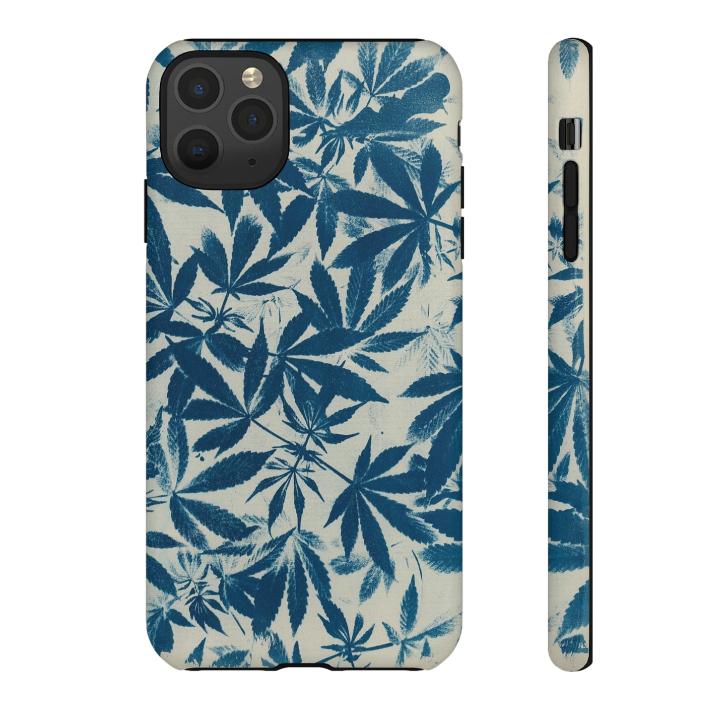 Tough Cell Phone Cases -Cannabis Field Cyanotype on Ivory Print