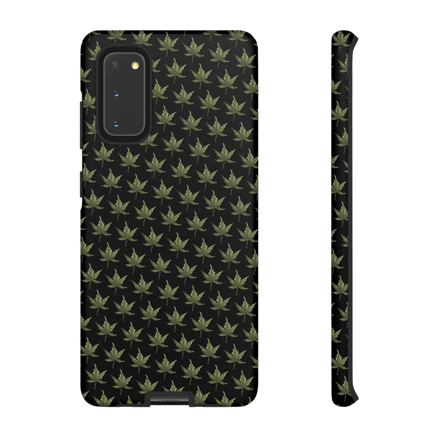 Tough Cell Phone Cases - Mini Cannabis Leaf on Black