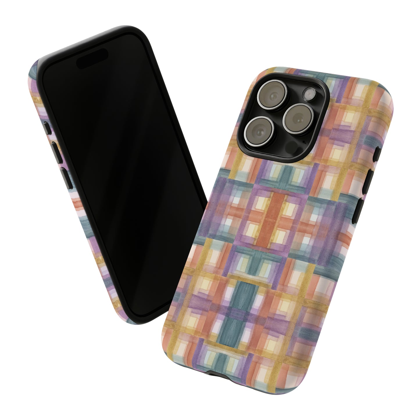 Tough Cell Phone Cases - Painterly Plaid, Warm Colors