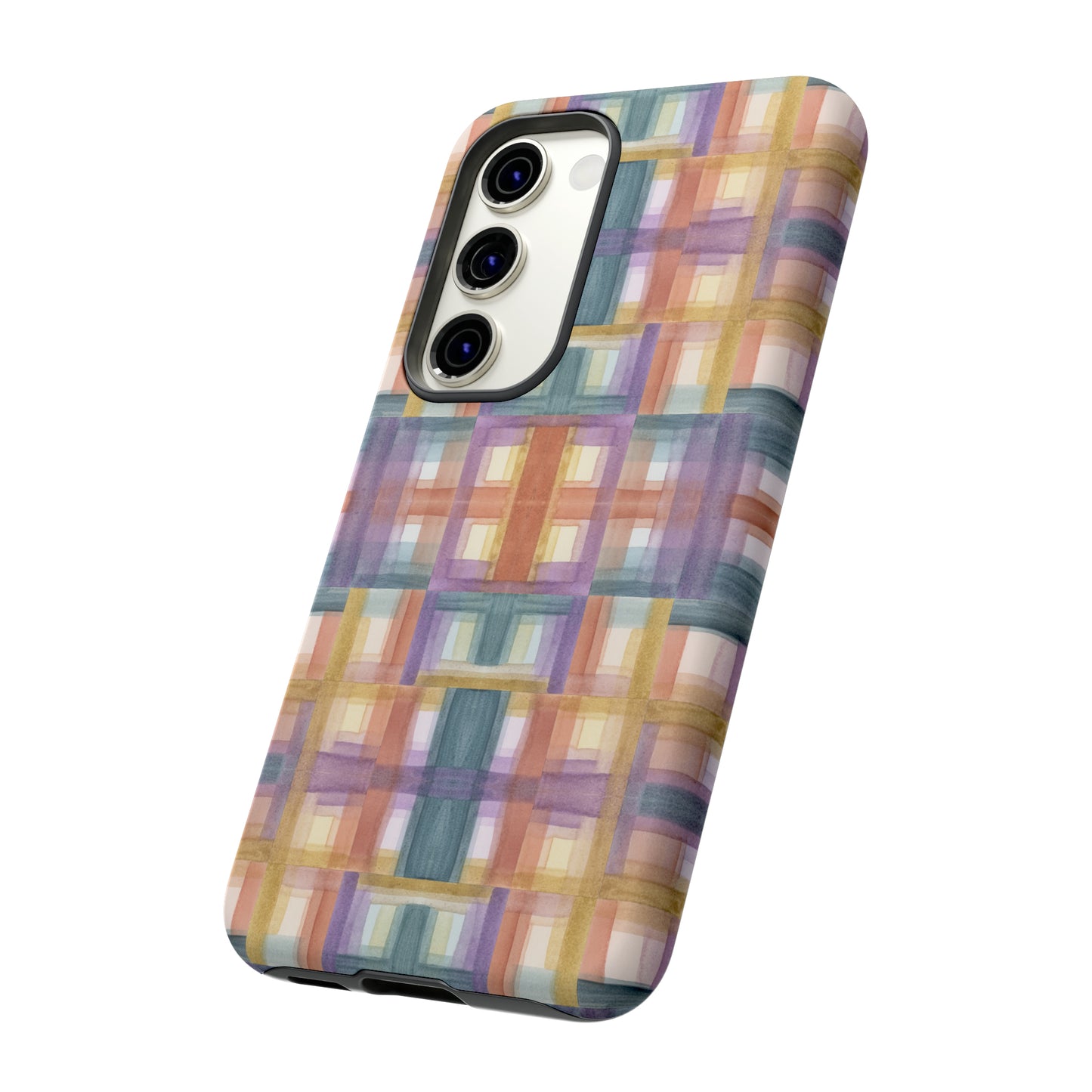 Tough Cell Phone Cases - Painterly Plaid, Warm Colors