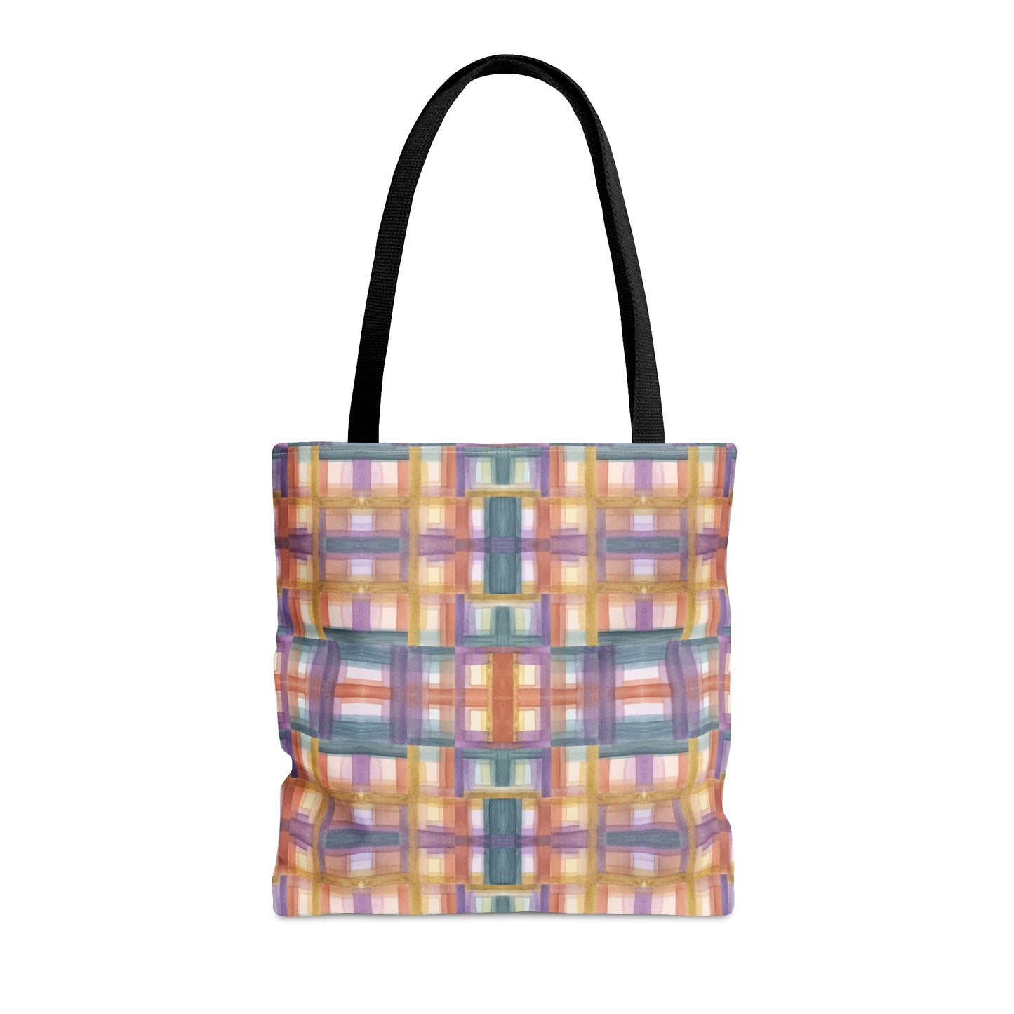 Tote Bag - Painterly Plaid, Warm Tones