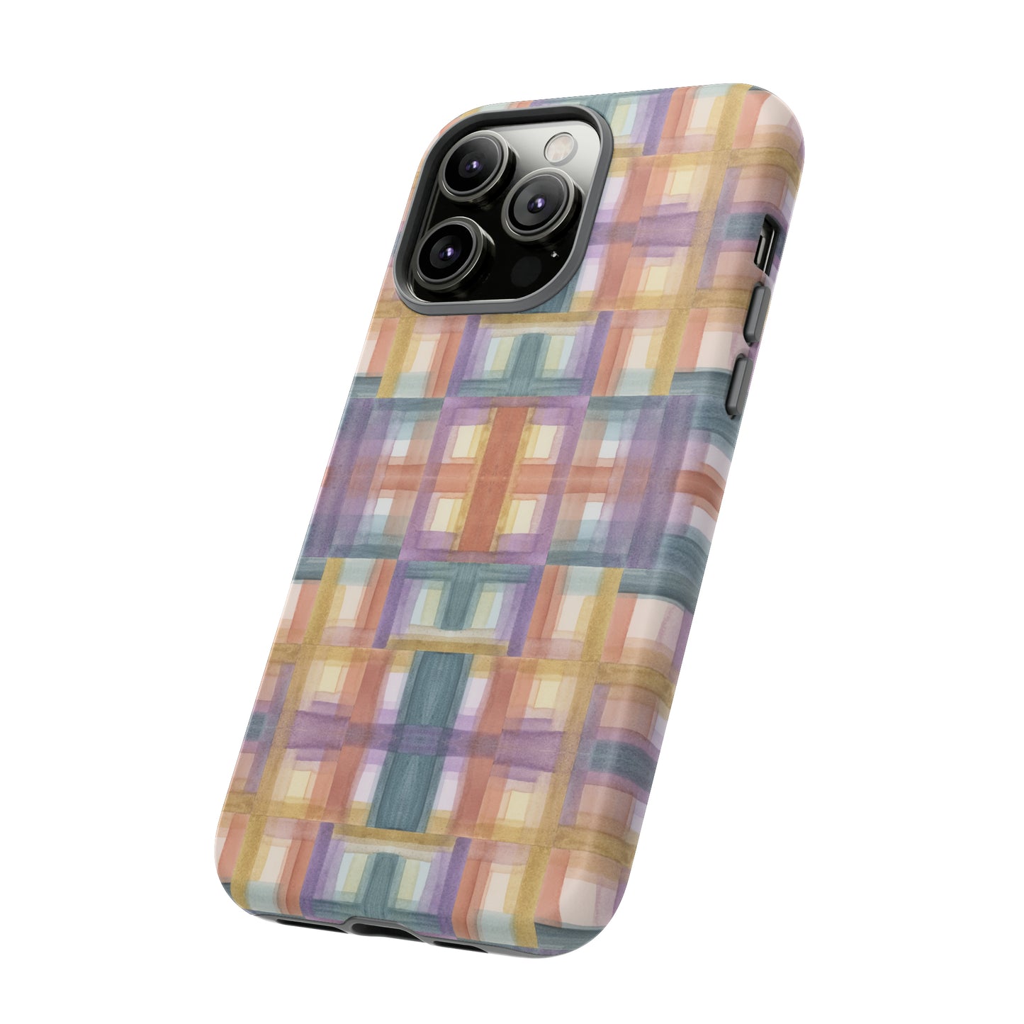 Tough Cell Phone Cases - Painterly Plaid, Warm Colors