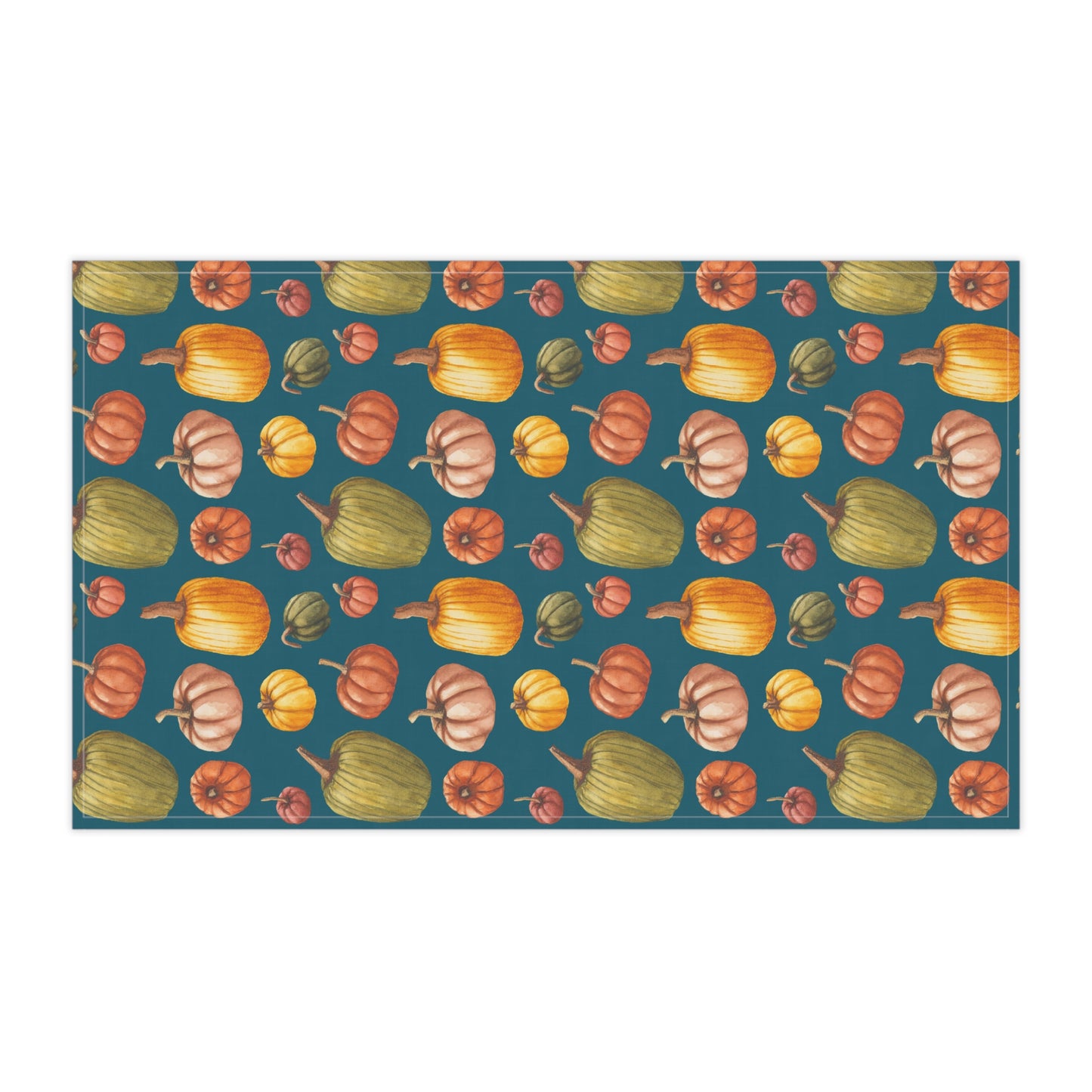 100% Cotton Twill Kitchen Towel - Fall Pumpkins, Teal