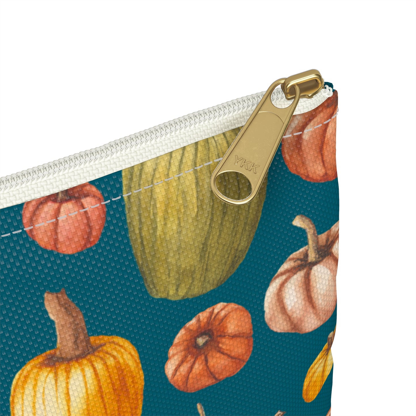 Flat Accessory Pouch - Fall Pumpkins, Teal