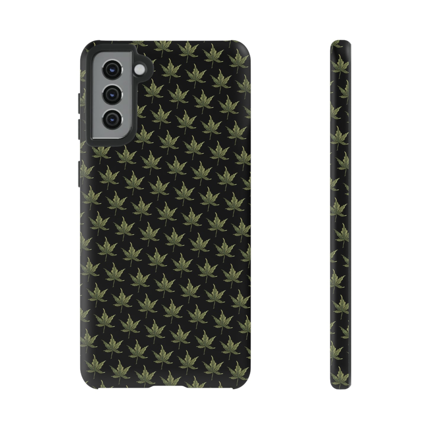 Tough Cell Phone Cases - Mini Cannabis Leaf on Black