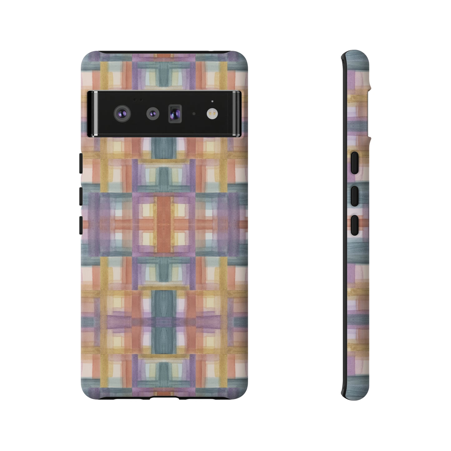 Tough Cell Phone Cases - Painterly Plaid, Warm Colors