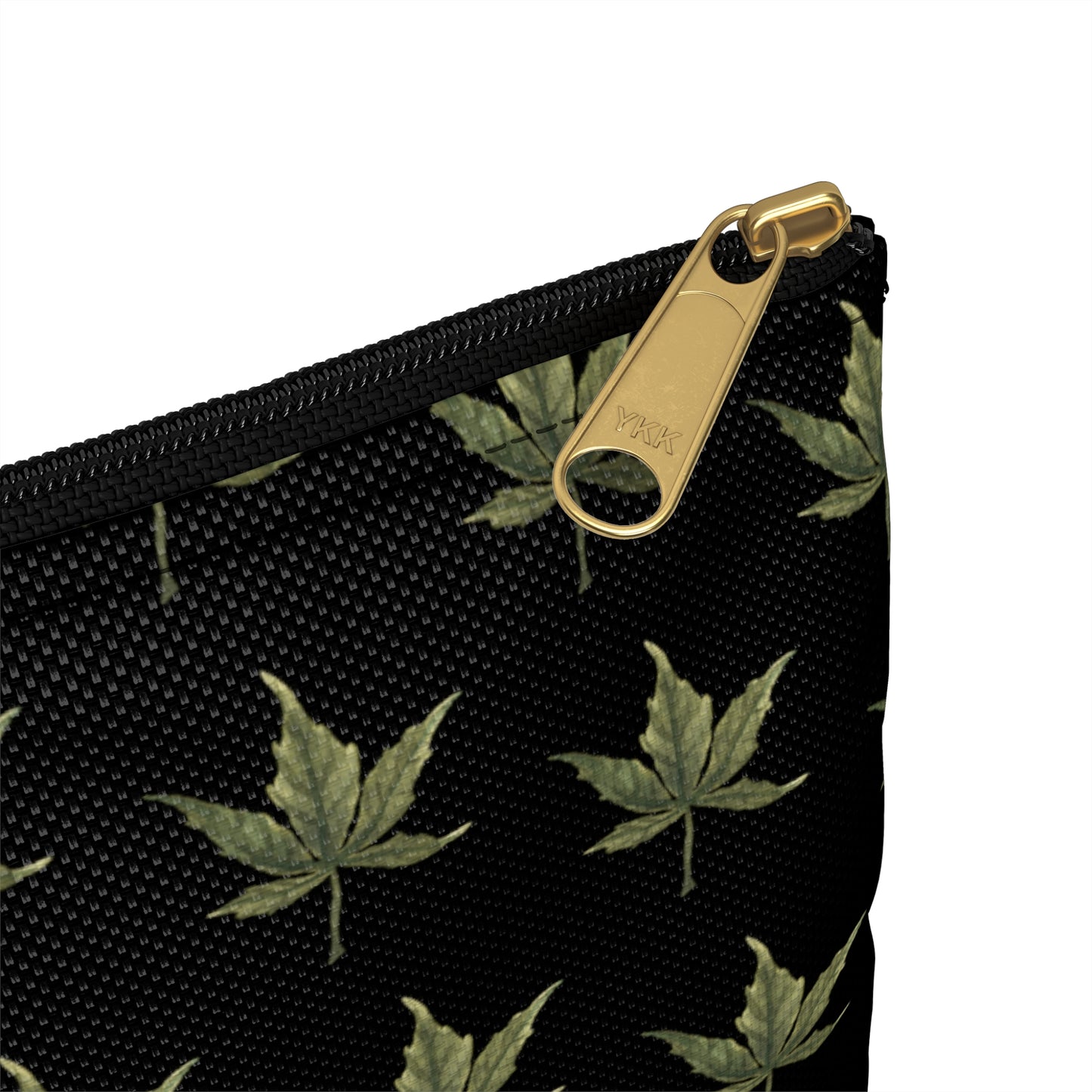 Flat Accessory Pouch - Mini Cannabis Leaf Print on Black