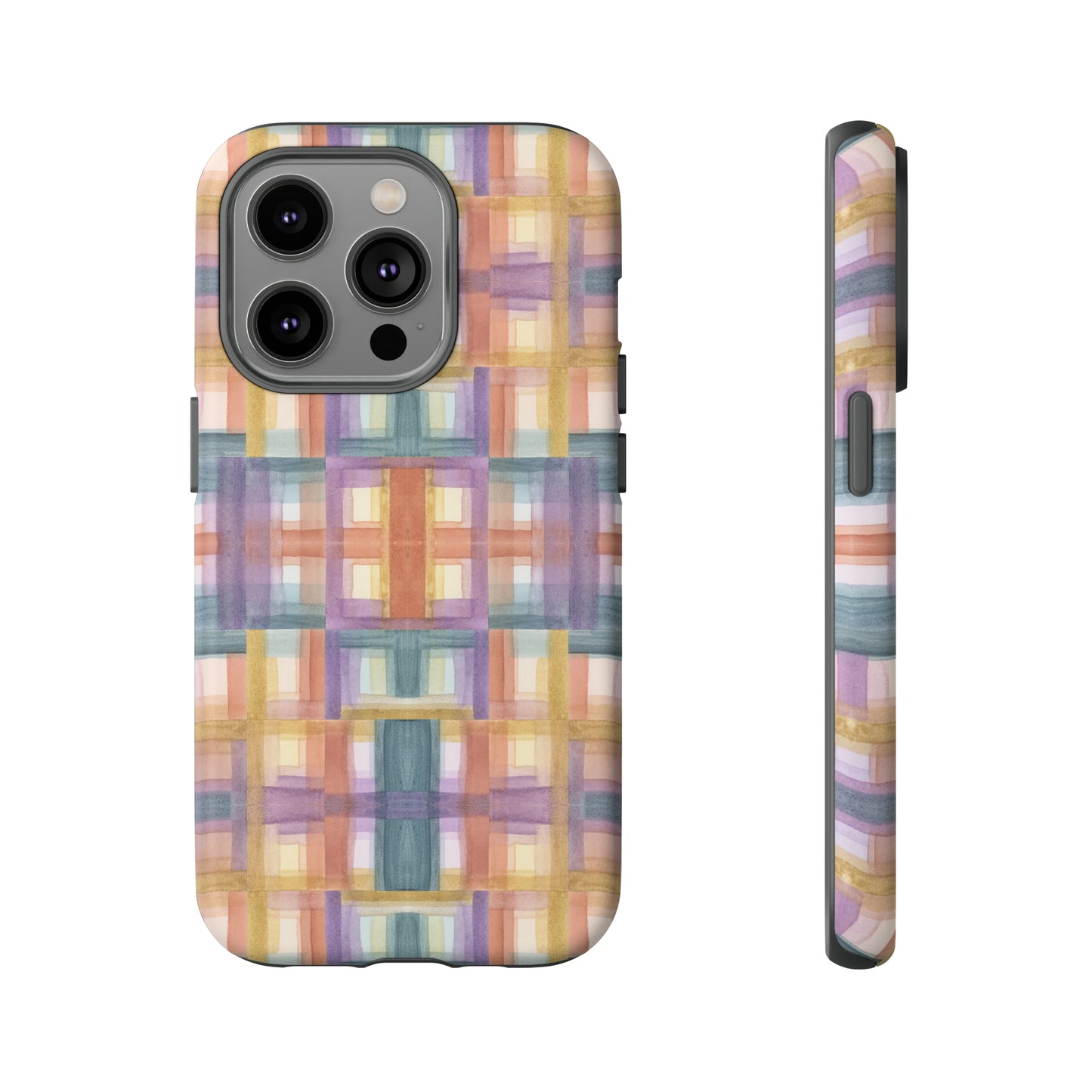 Tough Cell Phone Cases - Painterly Plaid, Warm Colors