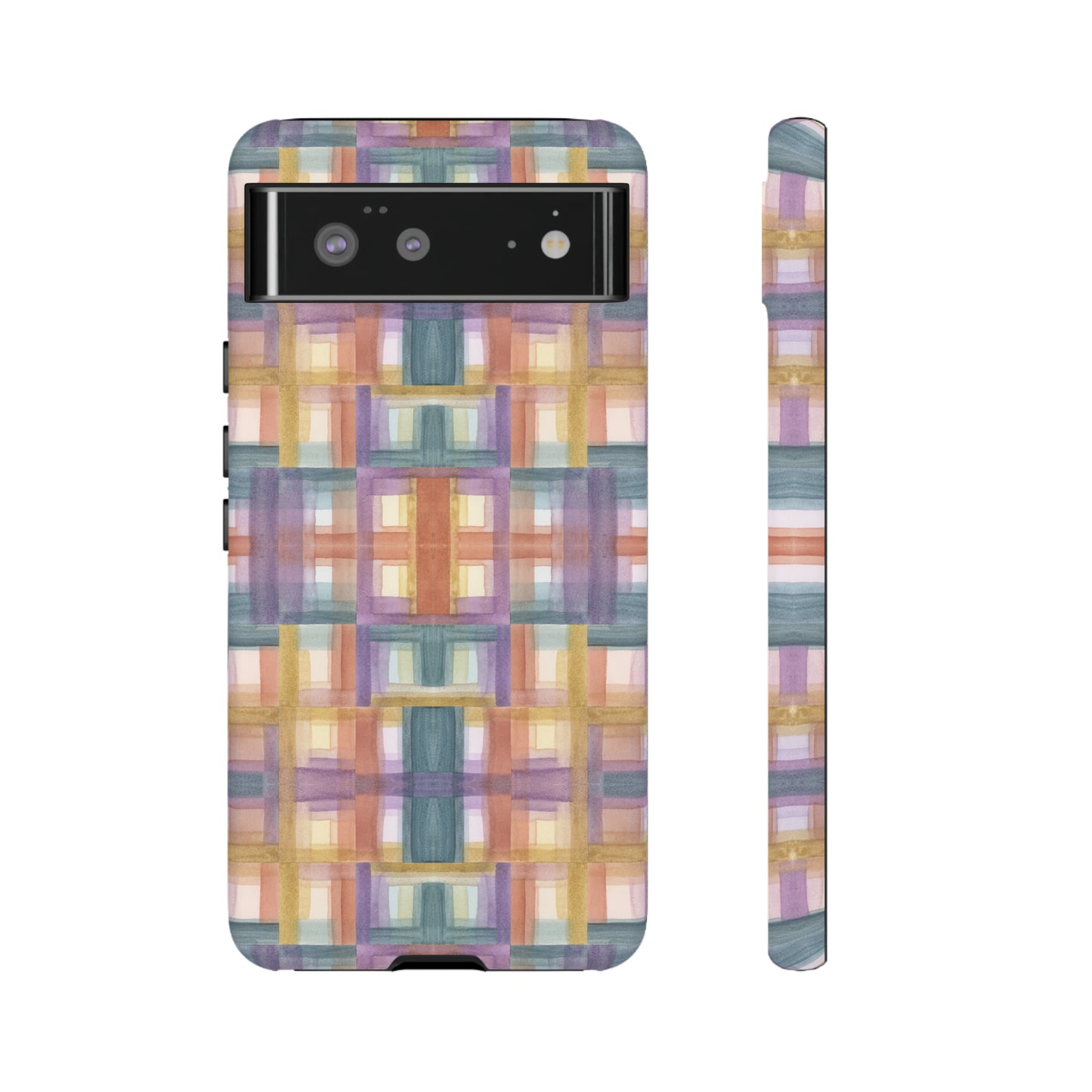 Tough Cell Phone Cases - Painterly Plaid, Warm Colors