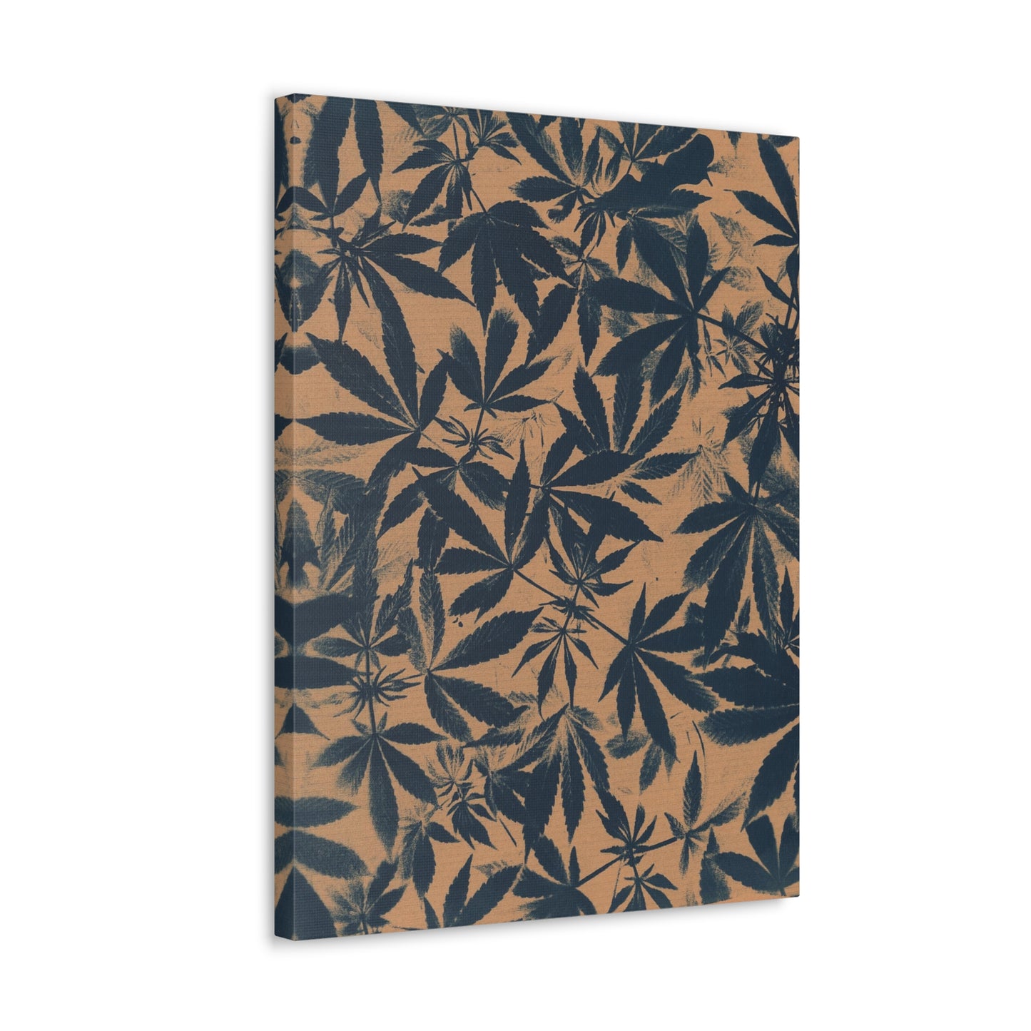 Gallery Wrapped Canvas Print - Cannabis Field Cyanotype on Amber Print (Reproduction)