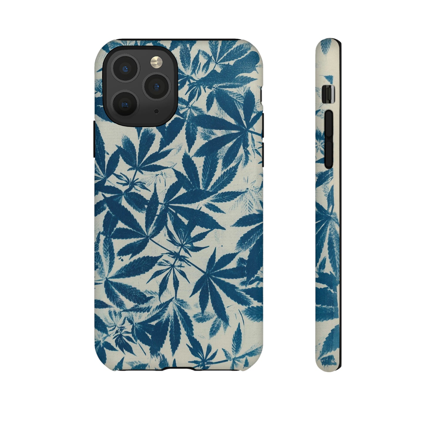 Tough Cell Phone Cases -Cannabis Field Cyanotype on Ivory Print