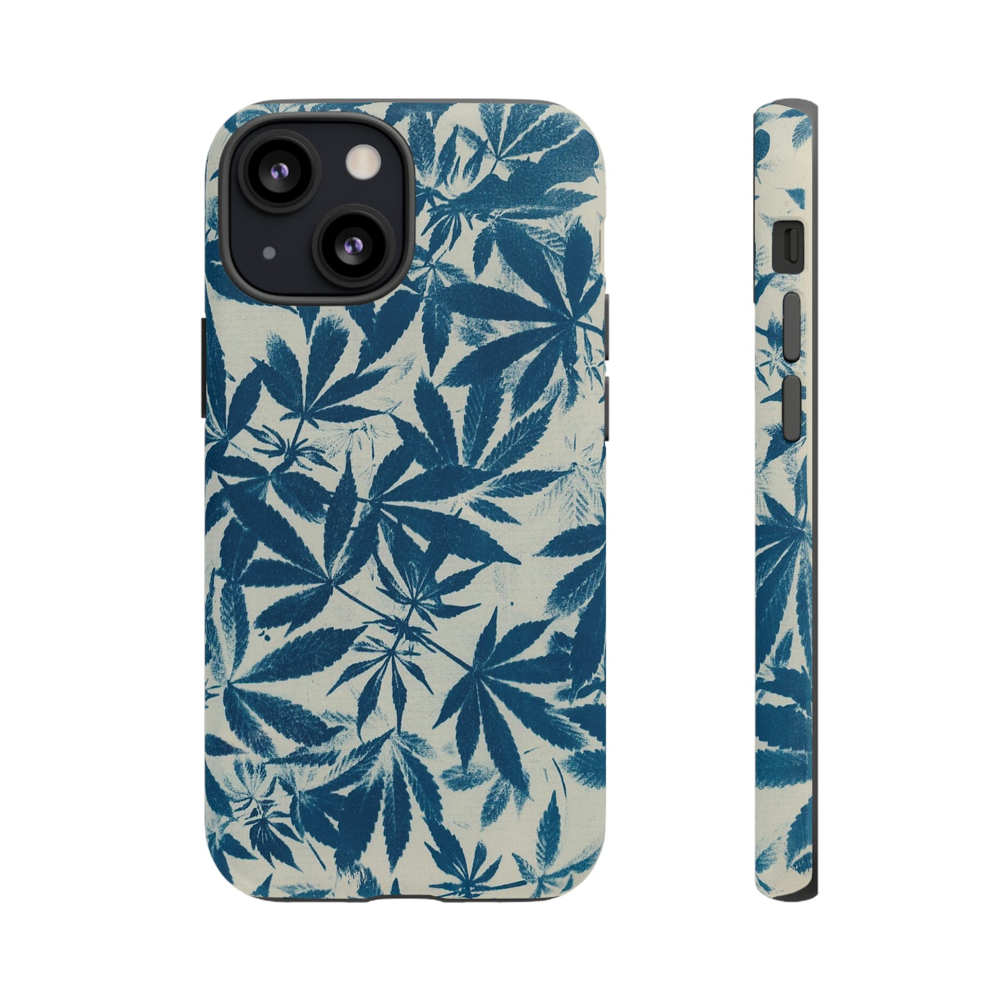 Tough Cell Phone Cases -Cannabis Field Cyanotype on Ivory Print