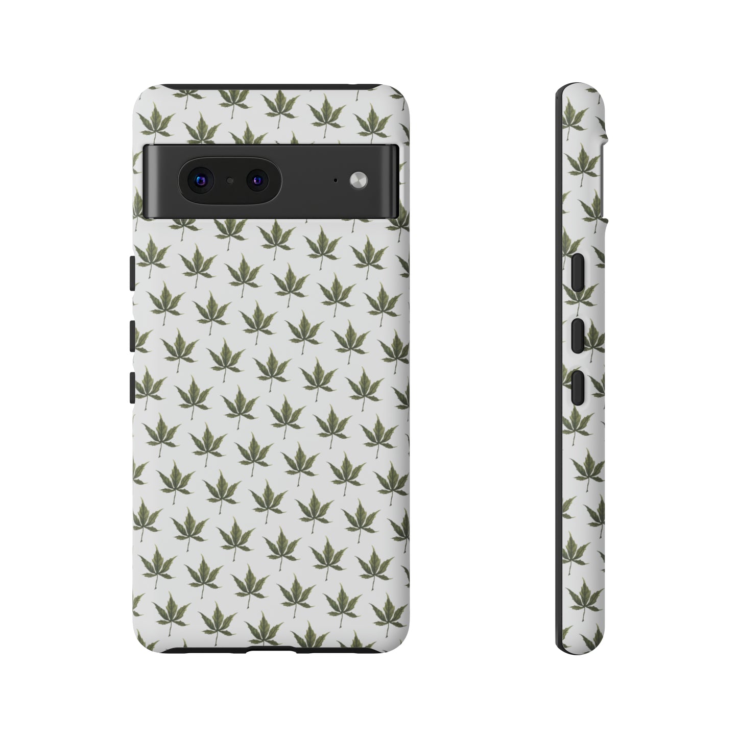 Tough Cell Phone Cases - Mini Cannabis Leaf on White