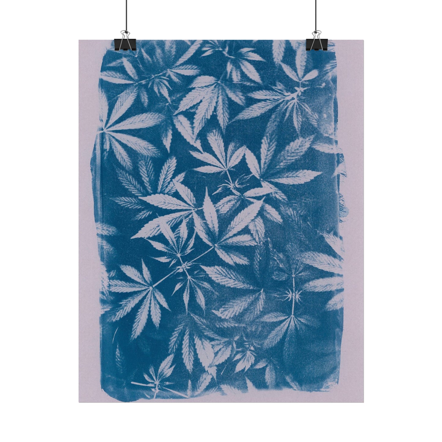 Fine Art Reproductions - Archival, Textured Watercolor Matte Prints - Cannabis Cyanotype on Lavender Print