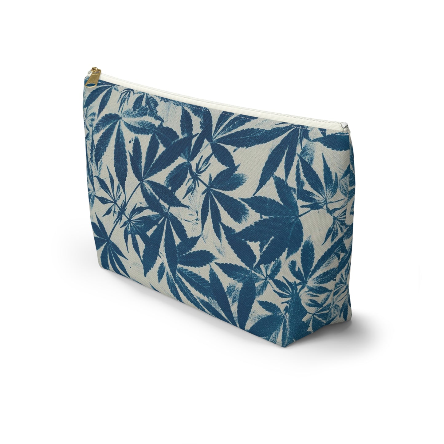 Roomy Accessory Pouch - Cyanotype on Ivory Print