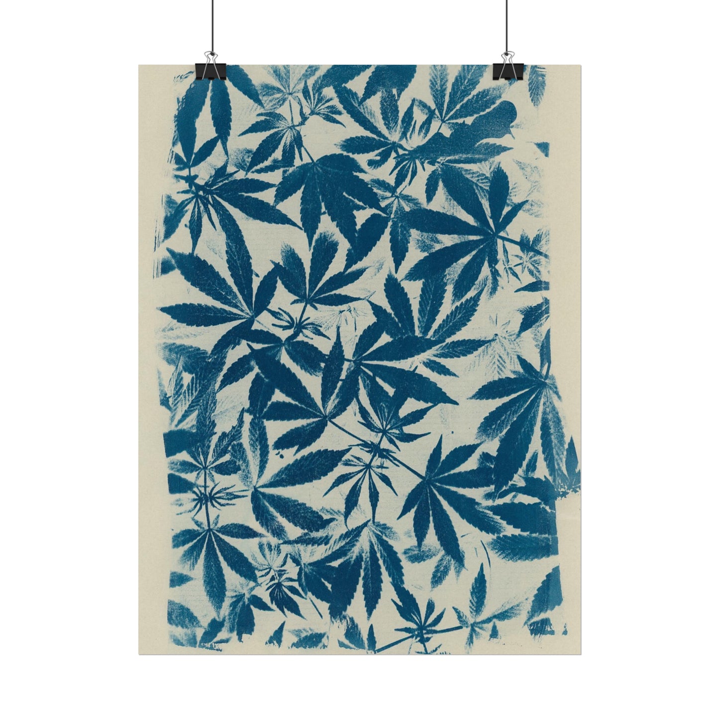 Fine Art Reproductions - Archival, Textured Watercolor Matte Prints - Cannabis Cyanotype on Ivory Print