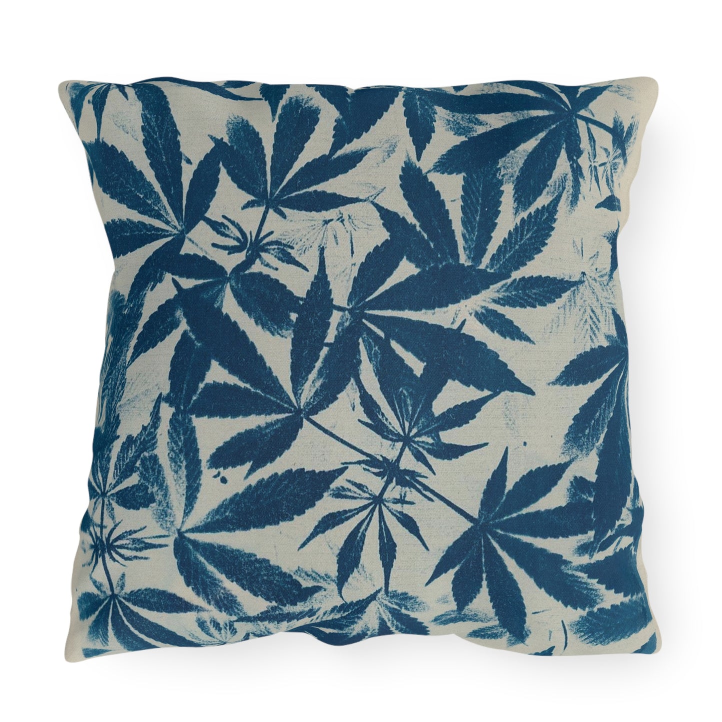 Outdoor Decorative Pillows - UV/H2O/Mildew Resistant - Cannabis Field Cyanotype on Ivory Print