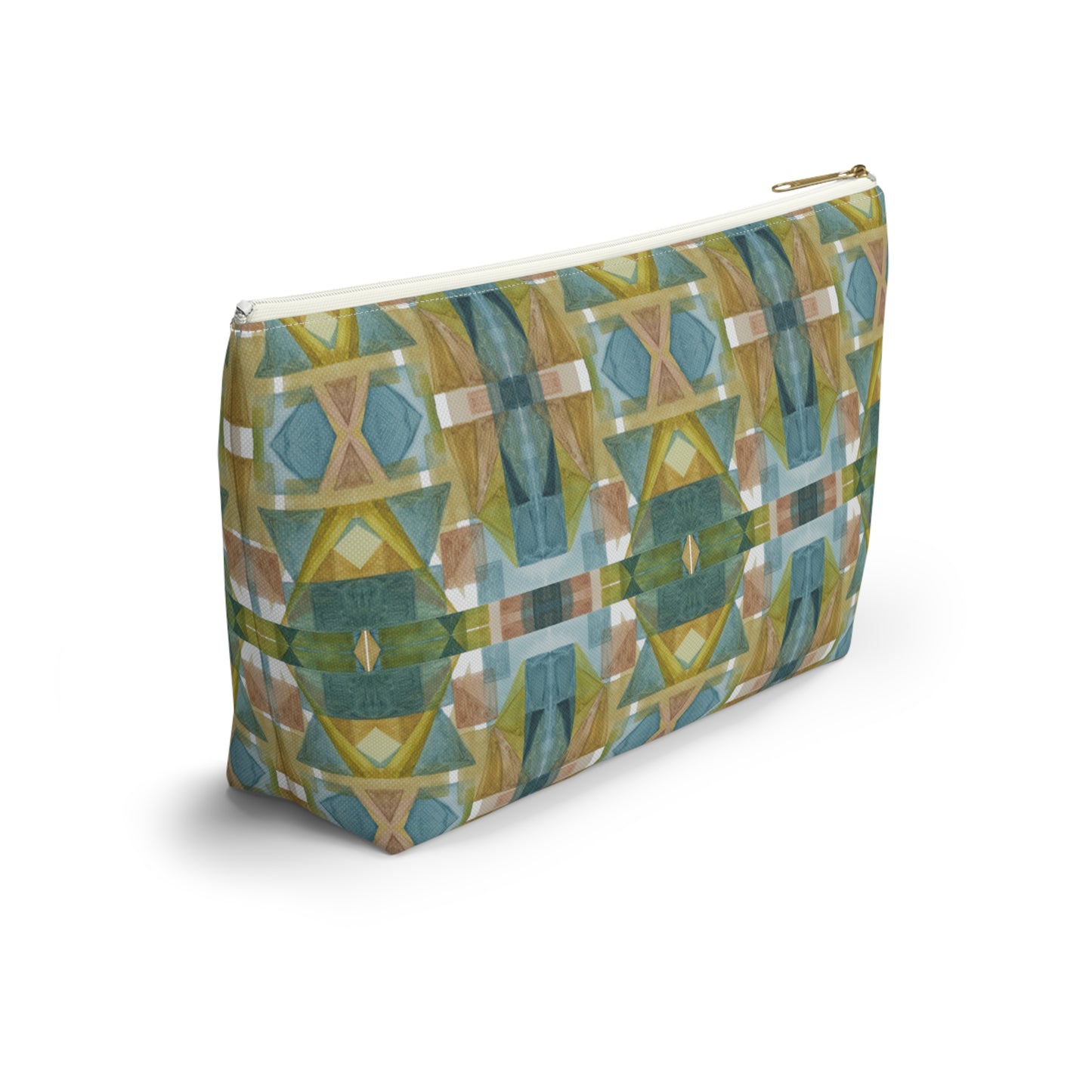 Roomy Accessory Pouch - Painterly Plaid, Cool Colors