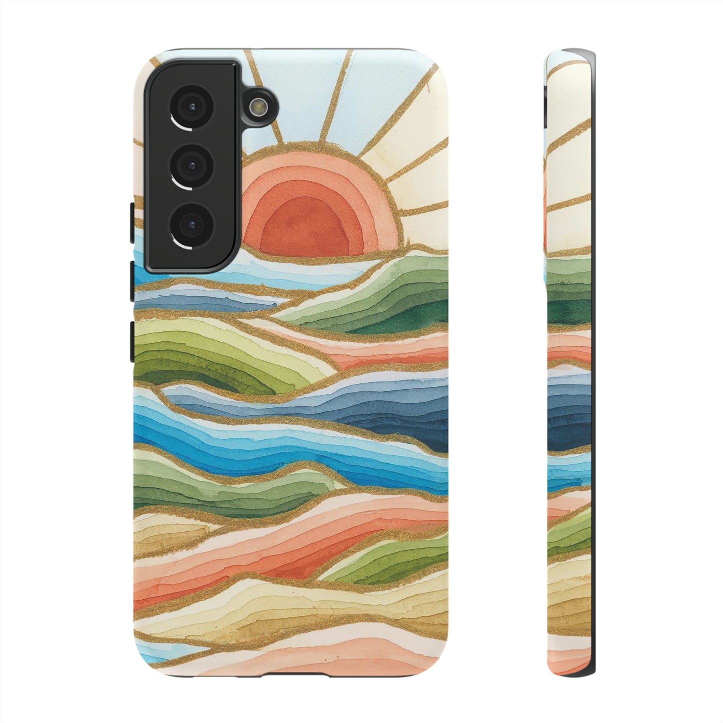 Tough Cell Phone Cases - Red Twilight Landscape