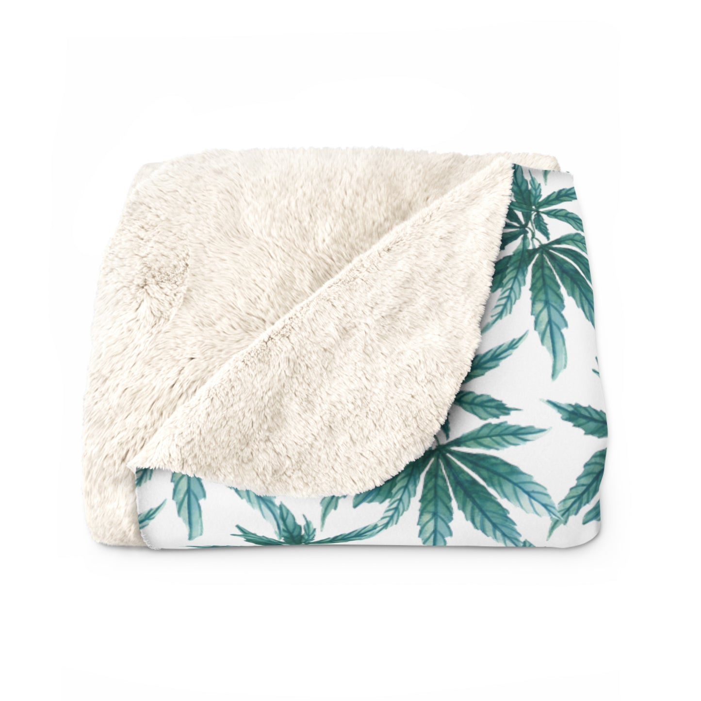 Sherpa Fleece Blanket - Teal Dreamleaf