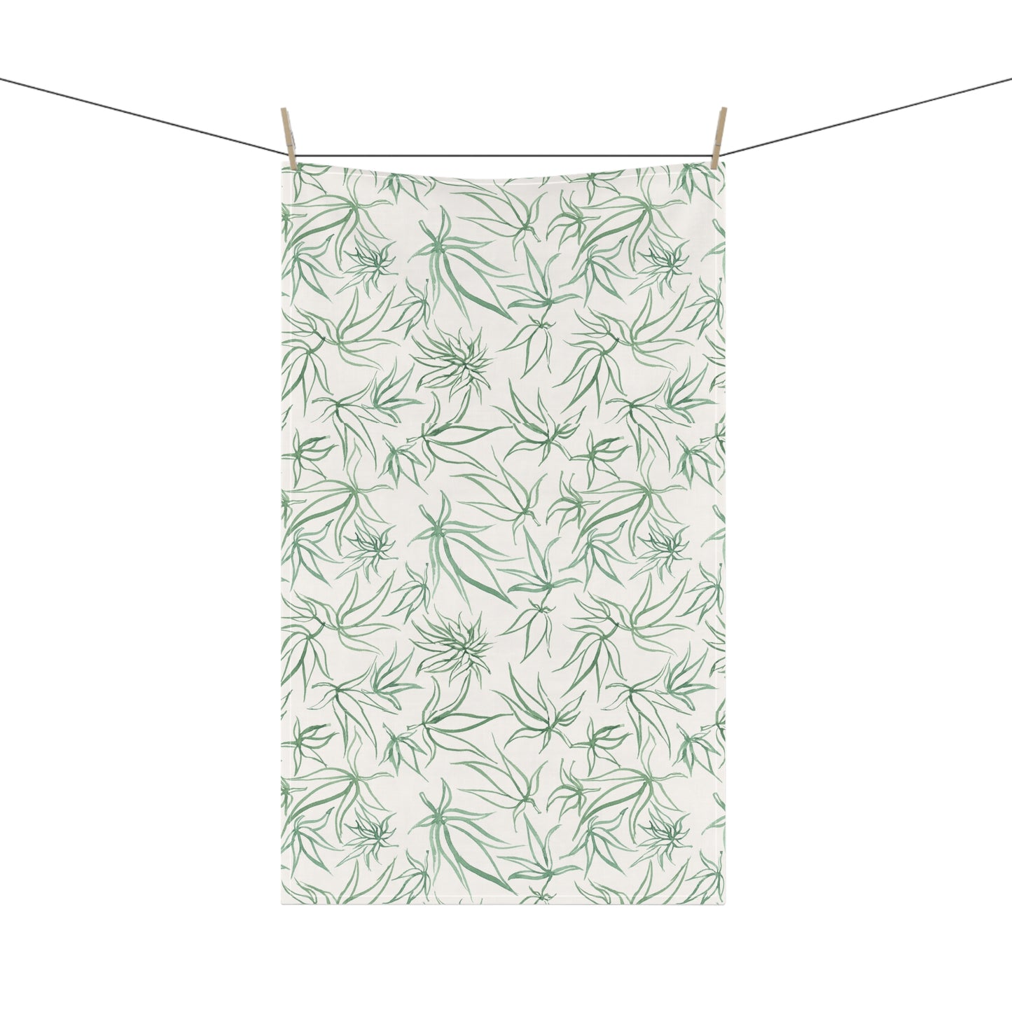 100% Cotton Twill Kitchen Towel - Sketches in Green