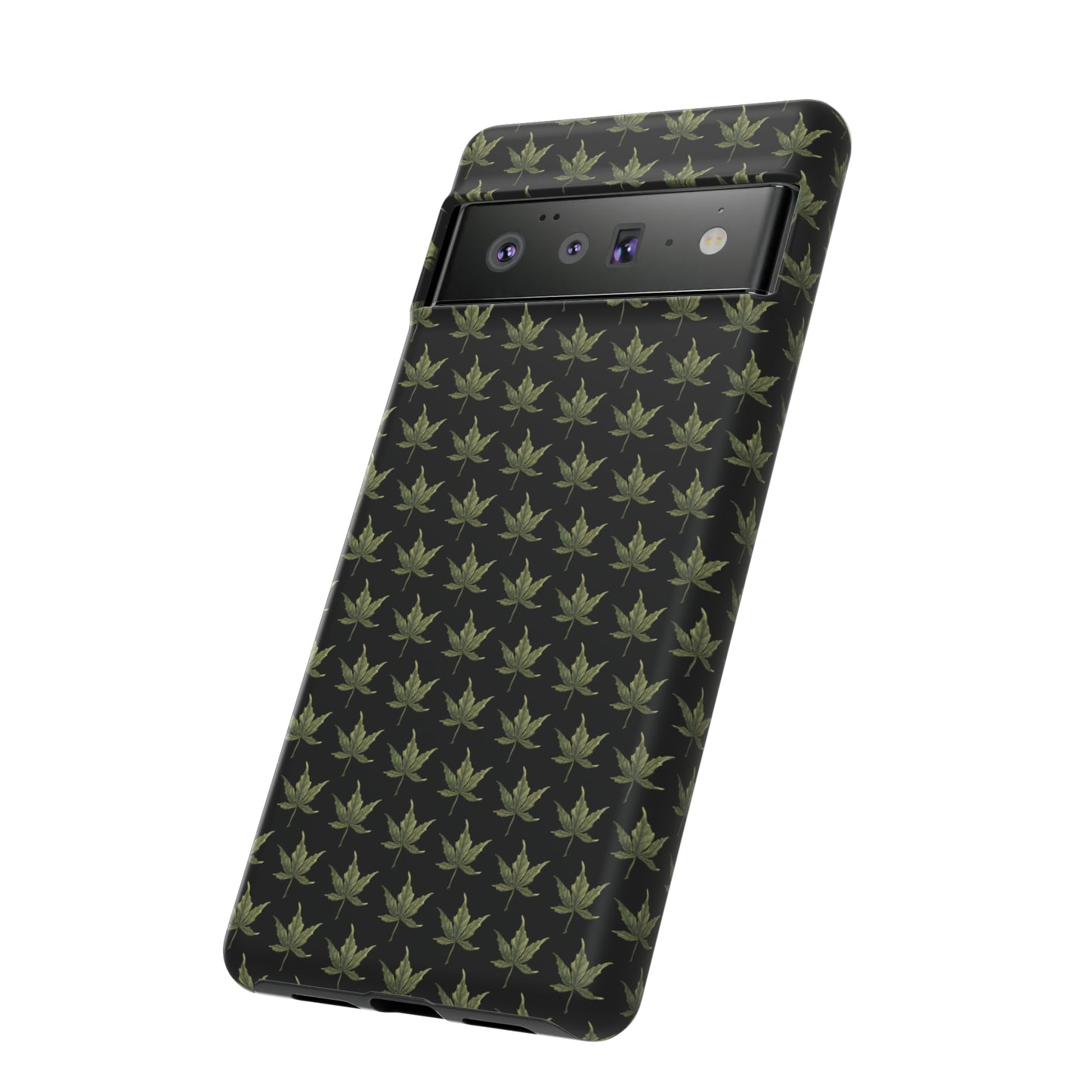 Tough Cell Phone Cases - Mini Cannabis Leaf on Black