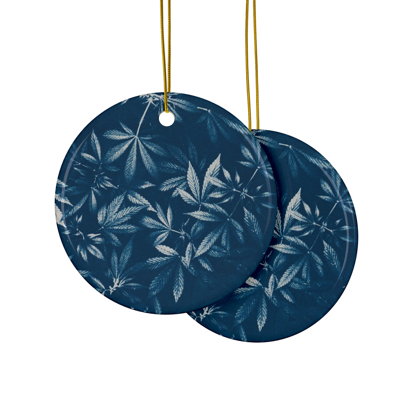 Ceramic Holiday Ornaments - Cyanotype Print 2